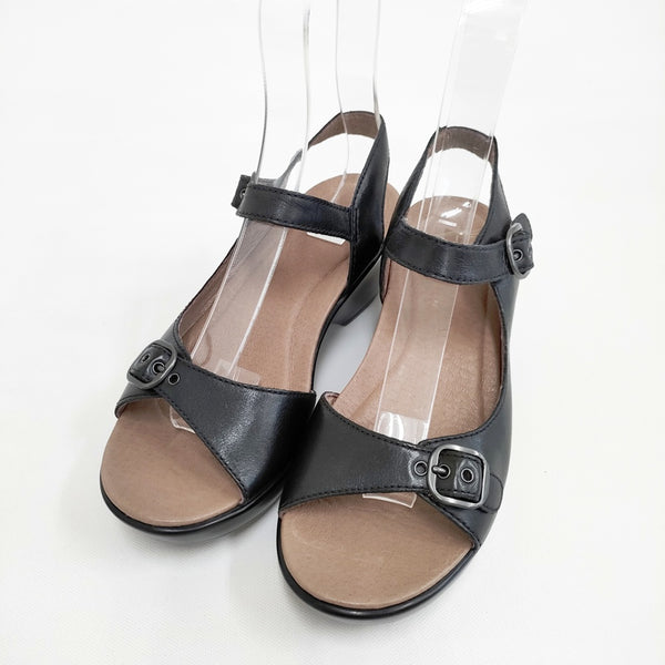 dansko JOANIE FULL GRAIN ストラップ サイズ37 サンダル ブラック レディース ダンスコ【中古】5-0726S◎