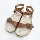 BIRKENSTOCK 24.5/38 狭幅 アンクルベルト サンダル ブラウン レディース ビルケンシュトック【中古】5-0726S◎
