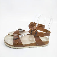 BIRKENSTOCK 24.5/38 狭幅 アンクルベルト サンダル ブラウン レディース ビルケンシュトック【中古】5-0726S◎
