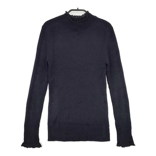 IENA ファインウールレースツキハイネックリブプルオーバー セーター ニット 21AW ネイビー レディース イエナ【中古】5-1019T∞