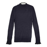 IENA ファインウールレースツキハイネックリブプルオーバー セーター ニット 21AW ネイビー レディース イエナ【中古】5-1019T∞