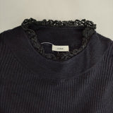 IENA ファインウールレースツキハイネックリブプルオーバー セーター ニット 21AW ネイビー レディース イエナ【中古】5-1019T∞