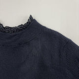 IENA ファインウールレースツキハイネックリブプルオーバー セーター ニット 21AW ネイビー レディース イエナ【中古】5-1019T∞