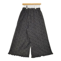 Sun Valley 綿麻綾織 裾フリル ガウチョパンツ ブラック レディース サンバレー【中古】5-0807M∞
