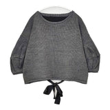 Ehre style エーレ スタイル ぽわん袖 バックリボンニット セーター ニット グレー レディース【中古】5-1019T∞