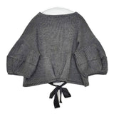 Ehre style エーレ スタイル ぽわん袖 バックリボンニット セーター ニット グレー レディース【中古】5-1019T∞