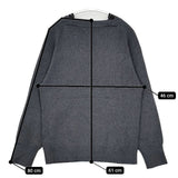 La TOTALITE 片畔レースVネックプルオーバー セーター ニット グレー ブラック レディース ラトータリテ【中古】5-1019T∞