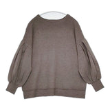 Jines 袖プリーツリブ セーター ニット ブラウン レディース ジネス【中古】5-0907T∞