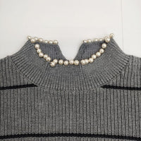 JOURNAL STANDARD L'essage パール畦プルオーバー セーター ニット 24AW グレー レディース ジャーナルスタンダードレサージュ【中古】5-0820T∞