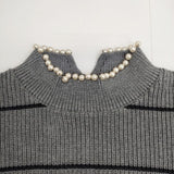 JOURNAL STANDARD L'essage パール畦プルオーバー セーター ニット 24AW グレー レディース ジャーナルスタンダードレサージュ【中古】5-0820T∞