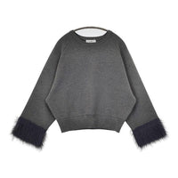SLOBE IENA ファースリーブプルオーバー 定価14300円 セーター ニット 24AW グレー レディース スローブイエナ【中古】5-0820T∞