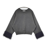 SLOBE IENA ファースリーブプルオーバー 定価14300円 セーター ニット 24AW グレー レディース スローブイエナ【中古】5-0820T∞