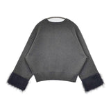 SLOBE IENA ファースリーブプルオーバー 定価14300円 セーター ニット 24AW グレー レディース スローブイエナ【中古】5-0820T∞