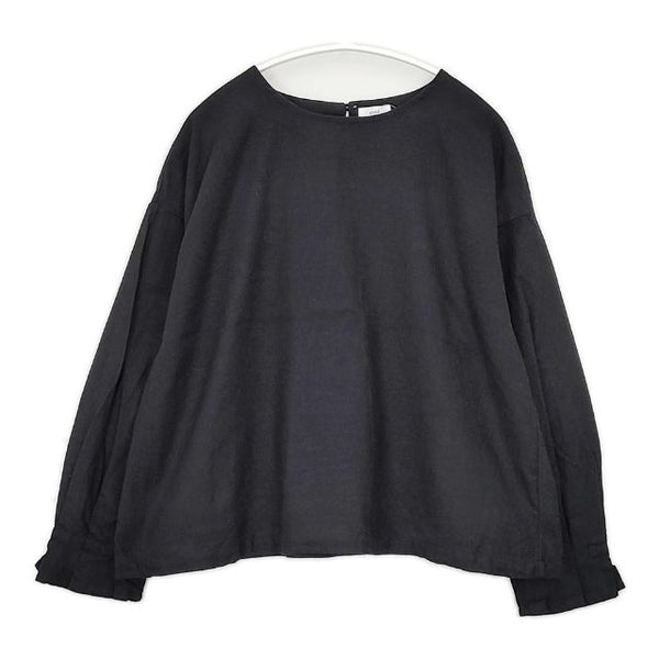 ina 袖口タックプルオーバー コットン ブラウス シャツ ブラック レディース イナ【中古】5-0907T∞