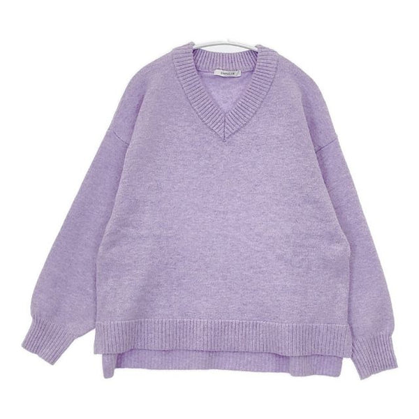 Simplicite ウール混Vネックプルオーバー セーター ニット 24AW パープル レディース シンプリシテェ【中古】5-0907T∞