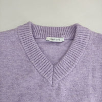 Simplicite ウール混Vネックプルオーバー セーター ニット 24AW パープル レディース シンプリシテェ【中古】5-0907T∞