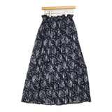 Simplicite インド製 コットン エスニックプリントギャザースカート 総柄 ロングスカート ネイビー レディース シンプリシテェ【中古】5-0807M∞