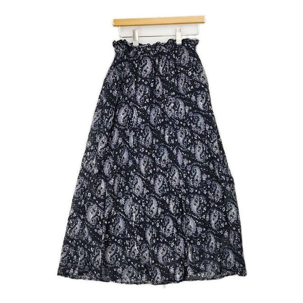 Simplicite インド製 コットン エスニックプリントギャザースカート 総柄 ロングスカート ネイビー レディース シンプリシテェ【中古】5-0807M∞