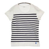 ORCIVAL フランス製 18 ボーダー Uネック 半袖Ｔシャツ カットソー ホワイト ネイビー レディース オーシバル/オーチバル【中古】5-0622S♪