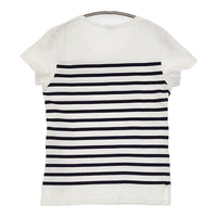 ORCIVAL フランス製 18 ボーダー Uネック 半袖Ｔシャツ カットソー ホワイト ネイビー レディース オーシバル/オーチバル【中古】5-0622S♪