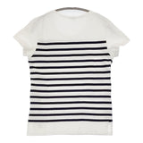 ORCIVAL フランス製 18 ボーダー Uネック 半袖Ｔシャツ カットソー ホワイト ネイビー レディース オーシバル/オーチバル【中古】5-0622S♪