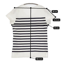 ORCIVAL フランス製 18 ボーダー Uネック 半袖Ｔシャツ カットソー ホワイト ネイビー レディース オーシバル/オーチバル【中古】5-0622S♪
