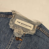 THE SHINZONE ノーカラーデニムジャケット 定価30800円 Gジャン デニムジャケット ブルー レディース シンゾーン【中古】5-0911M∞