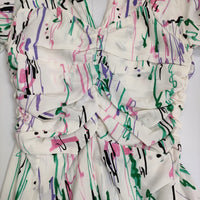 ISABEL MARANT FAVALLIA ARODIE DRESS Vネック フリル サイズ36 シルク ワンピース ホワイト レディース イザベルマラン【中古】5-0622S♪