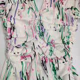 ISABEL MARANT FAVALLIA ARODIE DRESS Vネック フリル サイズ36 シルク ワンピース ホワイト レディース イザベルマラン【中古】5-0622S♪