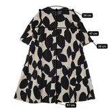 mina perhonen ta3252 slow dance サイズ36 七分袖 ワンピース ベージュ ブラック レディース ミナペルホネン【中古】5-0614T♪