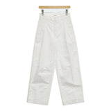 LOEFF コットンツイル 2タックパンツ2 定価36300円 パンツ ホワイト レディース ロエフ【中古】5-0911G∞