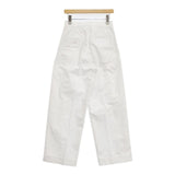 LOEFF コットンツイル 2タックパンツ2 定価36300円 パンツ ホワイト レディース ロエフ【中古】5-0911G∞