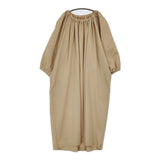 YONFA 袖切り替え サイズS ギャザー ワンピース ベージュ レディース ヨンファ【中古】5-0622M♪