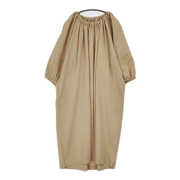 YONFA 袖切り替え サイズS ギャザー ワンピース ベージュ レディース ヨンファ【中古】5-0622M♪