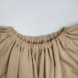 YONFA 袖切り替え サイズS ギャザー ワンピース ベージュ レディース ヨンファ【中古】5-0622M♪