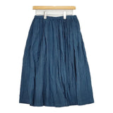 NATURAL LAUNDRY 先染リネンワッシャータックスカート 7182S-001 ストライプ ロングスカート ブルー レディース ナチュラルランドリー【中古】5-0816M∞