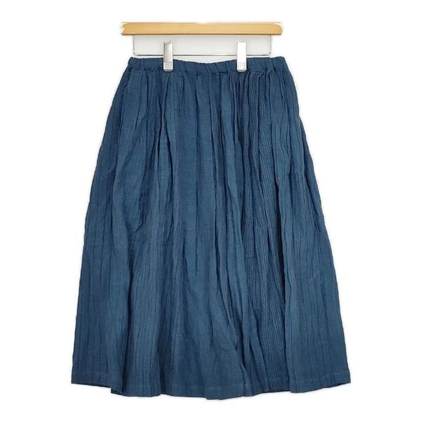 NATURAL LAUNDRY 先染リネンワッシャータックスカート 7182S-001 ストライプ ロングスカート ブルー レディース ナチュラルランドリー【中古】5-0816M∞