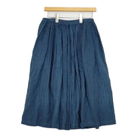 NATURAL LAUNDRY 先染リネンワッシャータックスカート 7182S-001 ストライプ ロングスカート ブルー レディース ナチュラルランドリー【中古】5-0816M∞