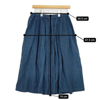 NATURAL LAUNDRY 先染リネンワッシャータックスカート 7182S-001 ストライプ ロングスカート ブルー レディース ナチュラルランドリー【中古】5-0816M∞