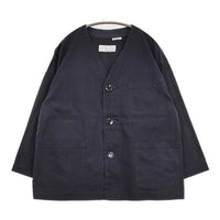 clip.tab ノーカラー コットンヘンプ ジャケット ネイビー レディース クリップタブ【中古】5-0911M∞
