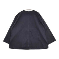 clip.tab ノーカラー コットンヘンプ ジャケット ネイビー レディース クリップタブ【中古】5-0911M∞