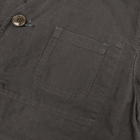 clip.tab ノーカラー コットンヘンプ ジャケット ネイビー レディース クリップタブ【中古】5-0911M∞