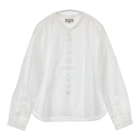 MARGARET HOWELL 578-153022 コットン バンドカラー 長袖 ブラウス シャツ ホワイト レディース マーガレットハウエル【中古】5-0816M∞
