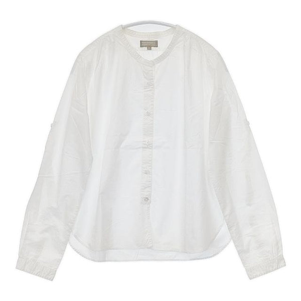 MARGARET HOWELL 578-153022 コットン バンドカラー 長袖 ブラウス シャツ ホワイト レディース マーガレットハウエル【中古】5-0816M∞