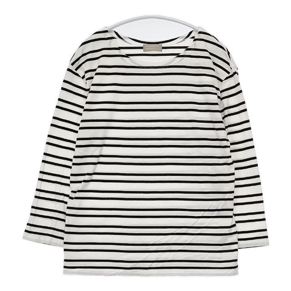 MARGARET HOWELL 578-169503 コットン ボーダー 長袖Ｔシャツ カットソー ロンＴ ホワイト ブラック レディース マーガレットハウエル【中古】5-0816M∞