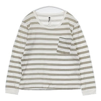 MHL. 595-169378 ボーダー コットン 長袖Ｔシャツ カットソー ロンＴ ホワイト グレー レディース エムエイチエル【中古】5-0816M∞