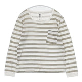 MHL. 595-169378 ボーダー コットン 長袖Ｔシャツ カットソー ロンＴ ホワイト グレー レディース エムエイチエル【中古】5-0816M∞