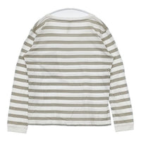MHL. 595-169378 ボーダー コットン 長袖Ｔシャツ カットソー ロンＴ ホワイト グレー レディース エムエイチエル【中古】5-0816M∞