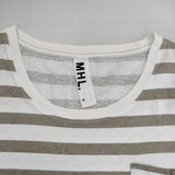 MHL. 595-169378 ボーダー コットン 長袖Ｔシャツ カットソー ロンＴ ホワイト グレー レディース エムエイチエル【中古】5-0816M∞