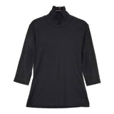 Yohji Yamamoto 98年製 FY-T99-058 七分袖 ハイネック コットン 日本製 サイズ3 カットソー ブラック レディース ヨウジヤマモト【中古】5-0812M△